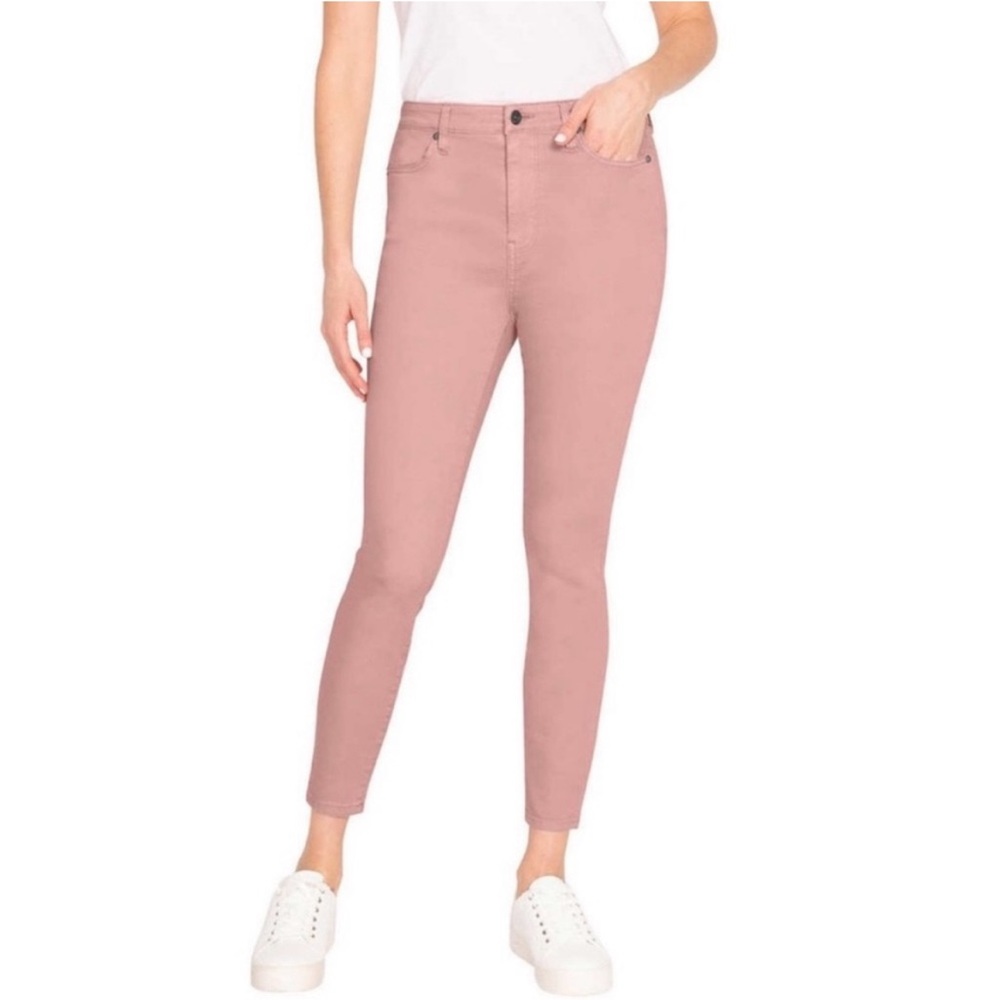 Uralic women’s pink denim mid rise Aubrey stretch jeans